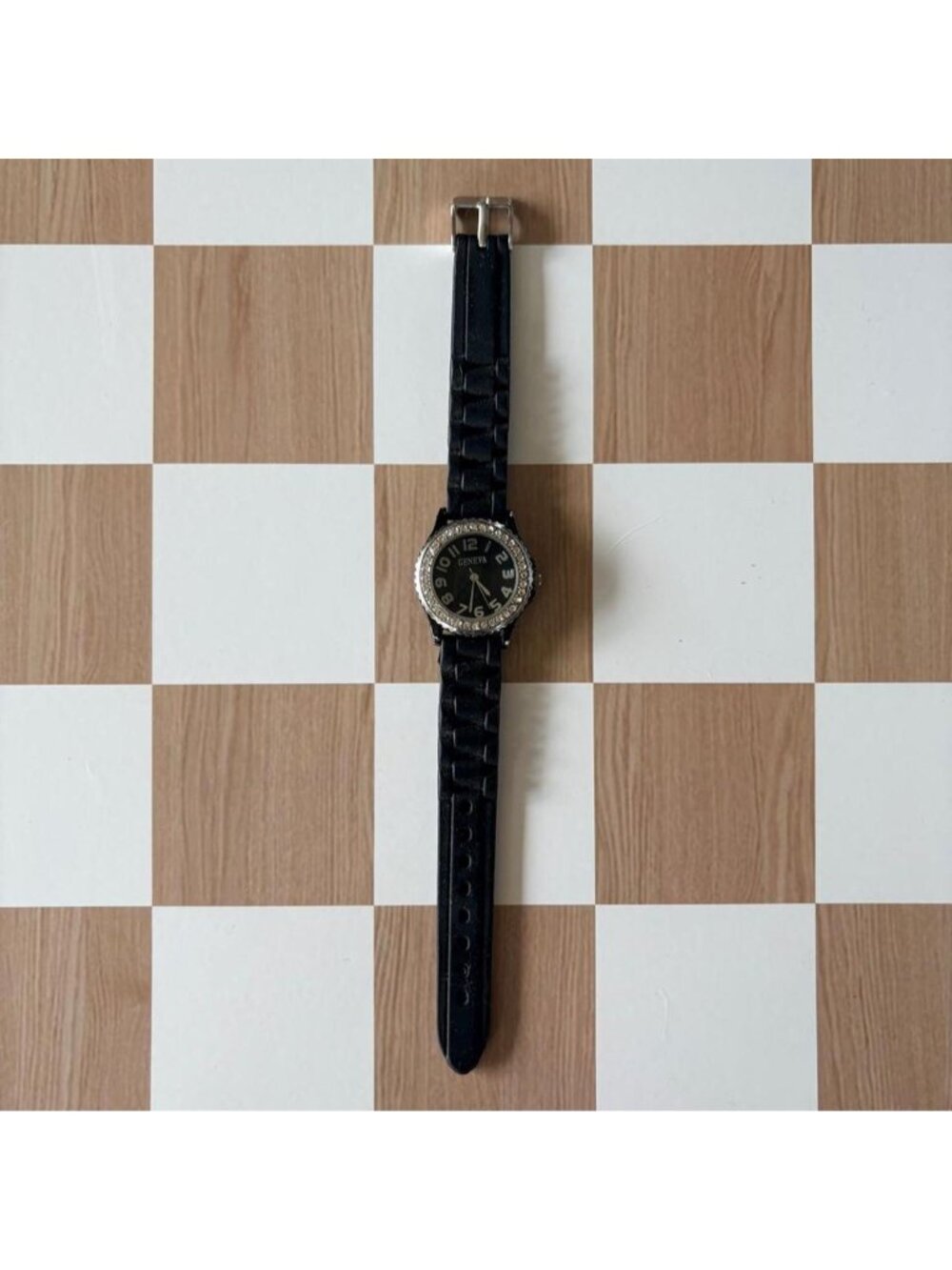 y2k black rhinestone jelly watch